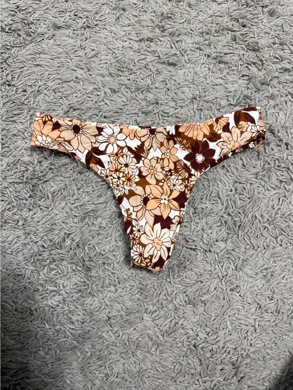 Floral Bikini Bottoms in Brown and Cream